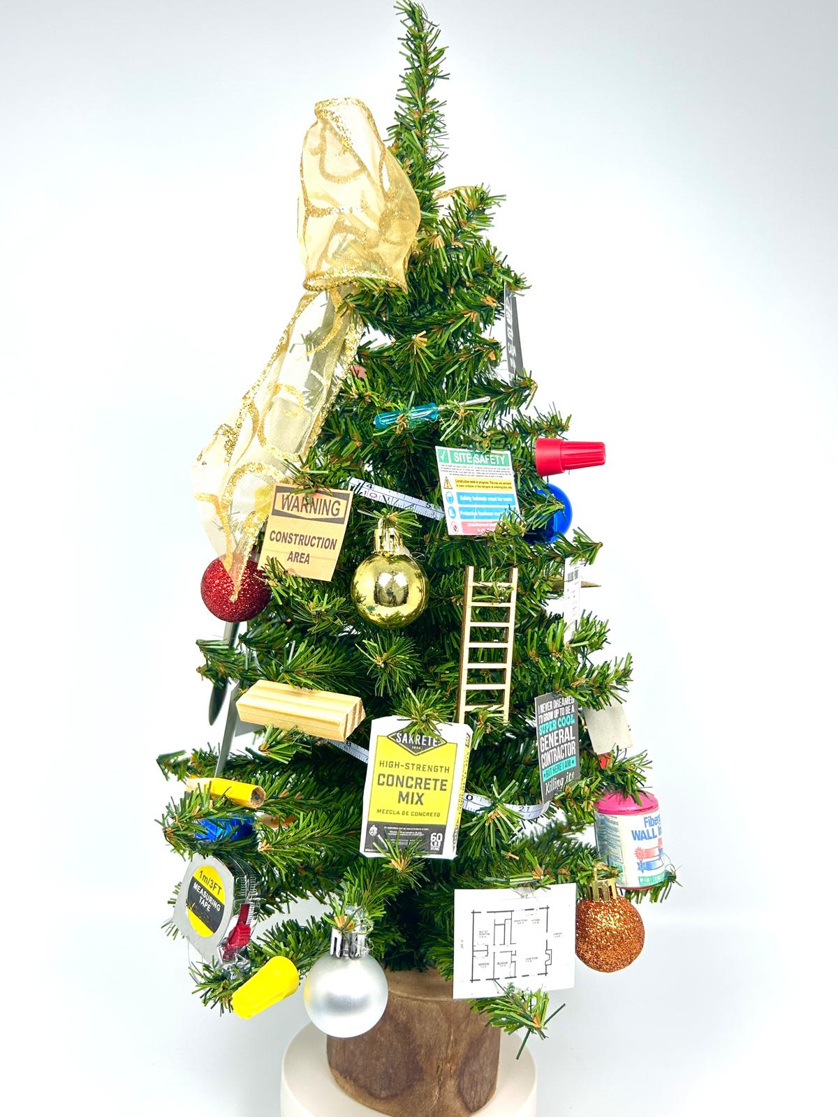 General Contractor / Construction Themed 18" Christmas Tree