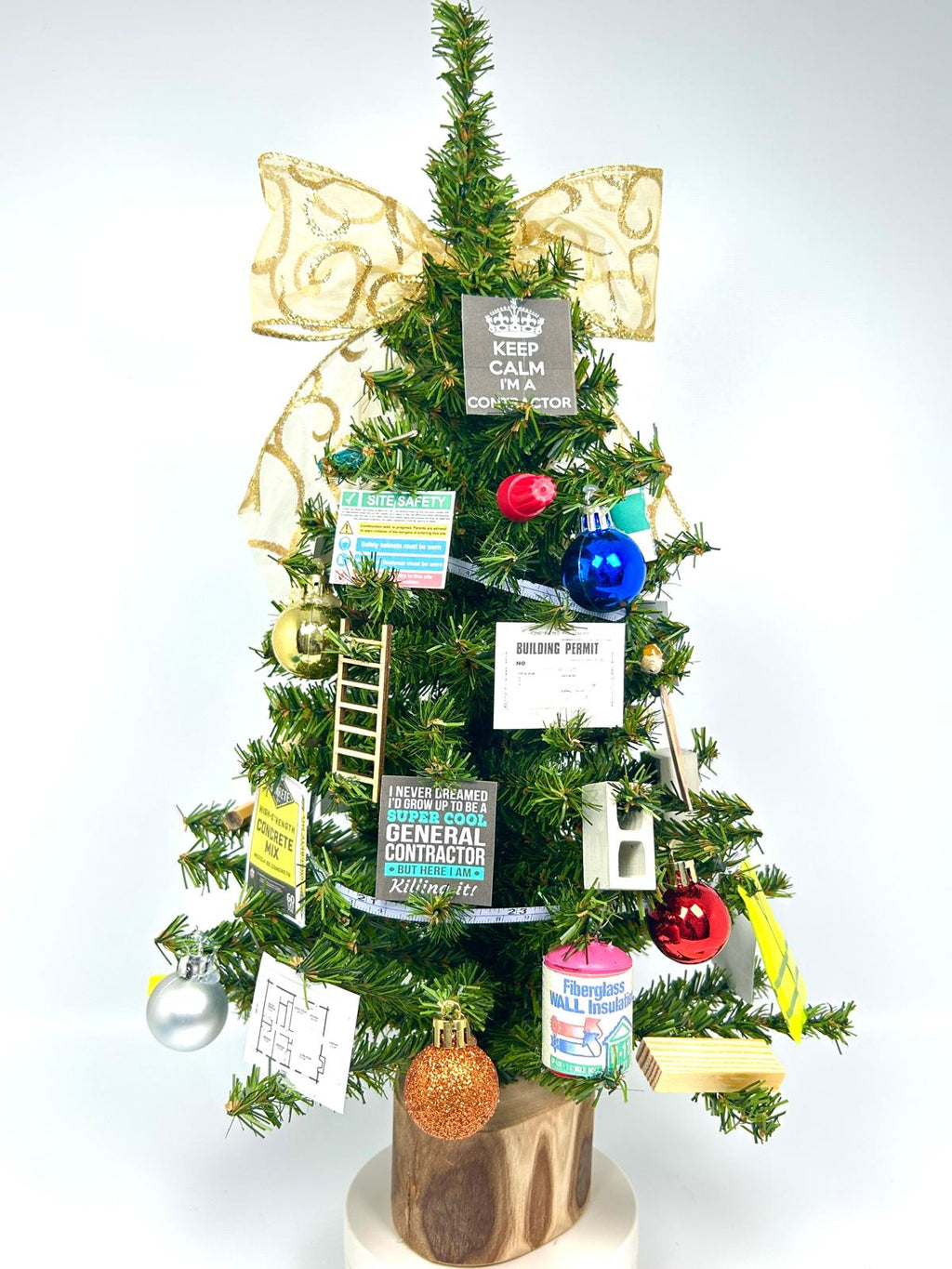 General Contractor / Construction Themed 18" Christmas Tree