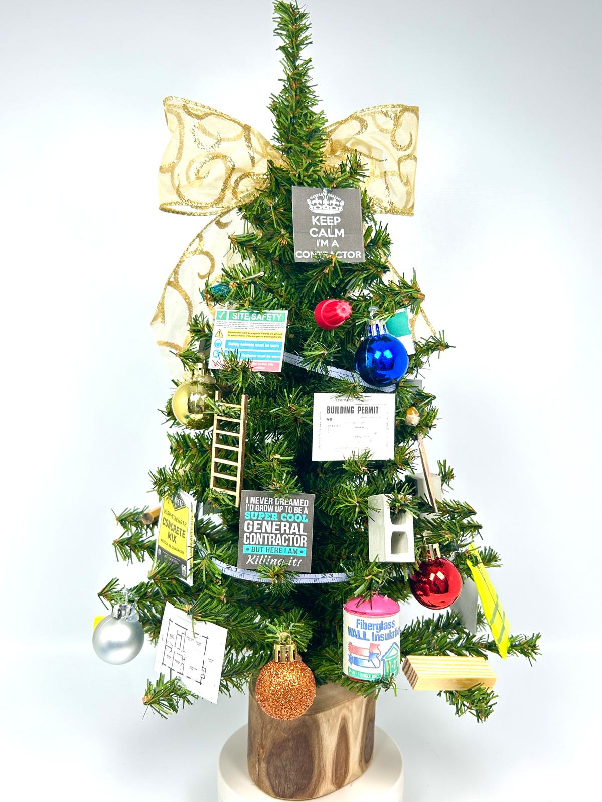 General Contractor / Construction Themed 18" Christmas Tree