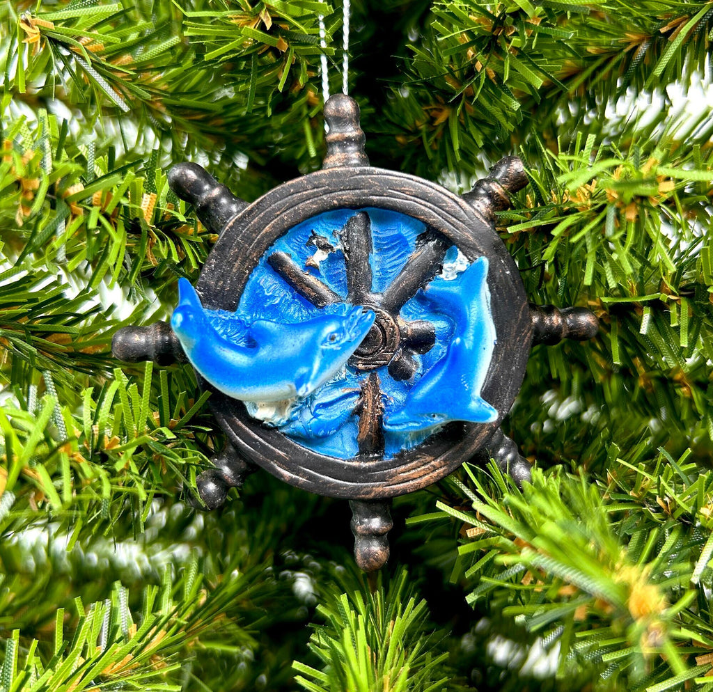 Ship's Wheel / Captain's Wheel with Dolphins Ornament