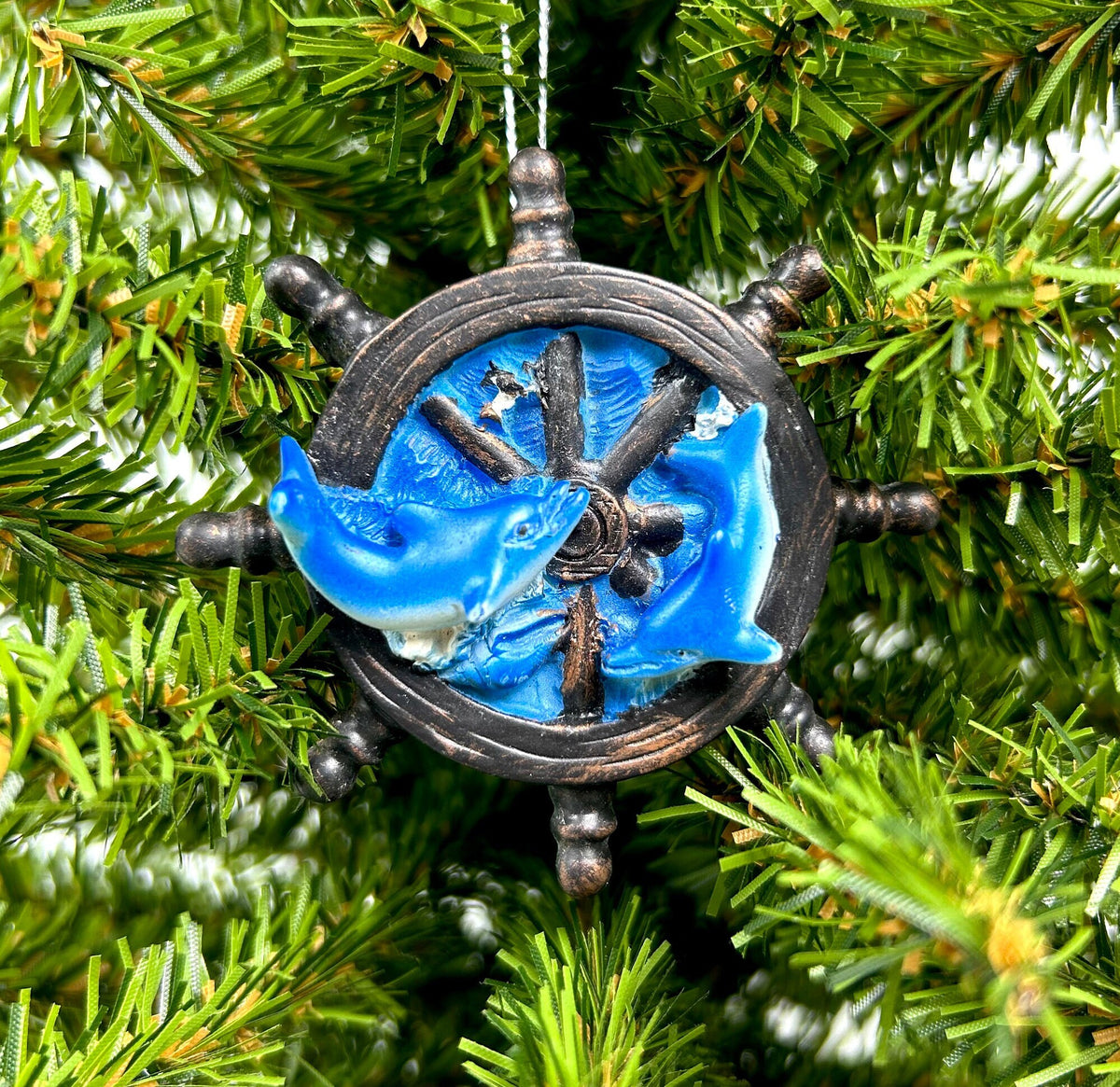 Ship's Wheel / Captain's Wheel with Dolphins Ornament