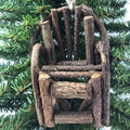 Rustic Natural Rattan Wood Garden Chair Ornament