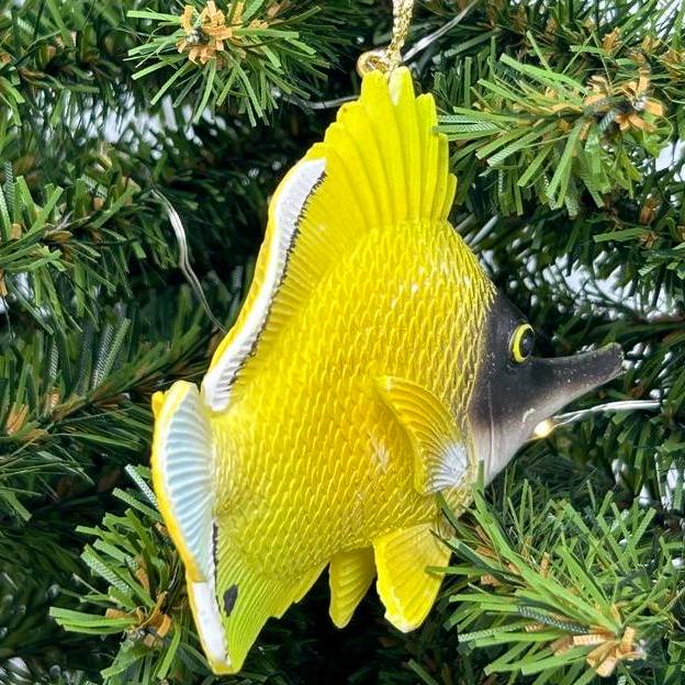 Yellow Longnose Butterfly Fish / Reef Fish Ornament