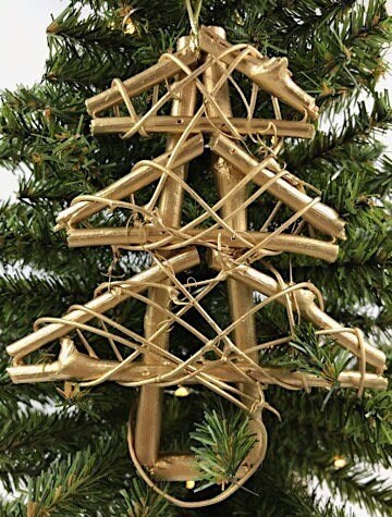Rustic Natural Rattan and Vine 8" Christmas Tree Ornament