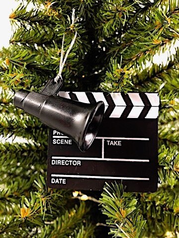 Hollywood Movie Set Film Director Clapboard and Megaphone Ornament