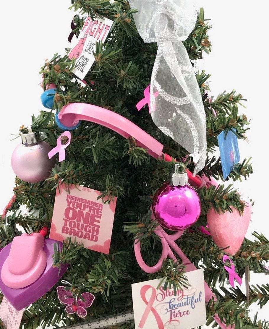Breast Cancer / Pink Ribbon Themed 18" Christmas Tree
