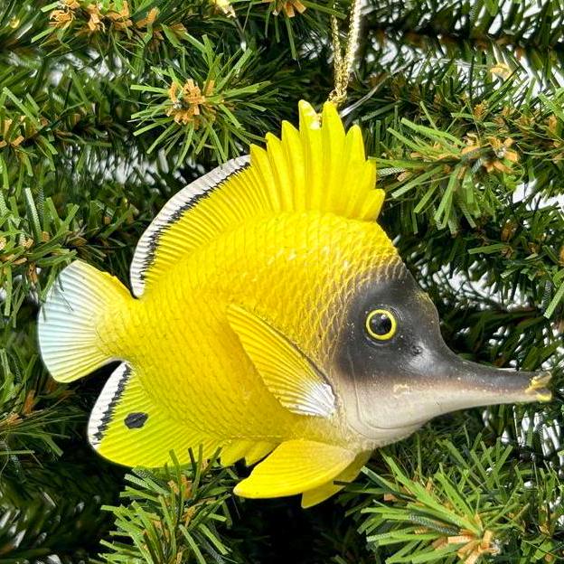 Yellow Longnose Butterfly Fish / Reef Fish Ornament
