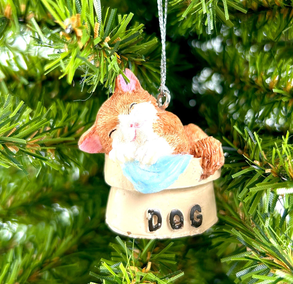 Kitten in Dog Bowl Ornament / Cute Kitten Ornament