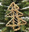 Rustic Natural Rattan and Vine 6" Christmas Tree Ornament in Gold Tone