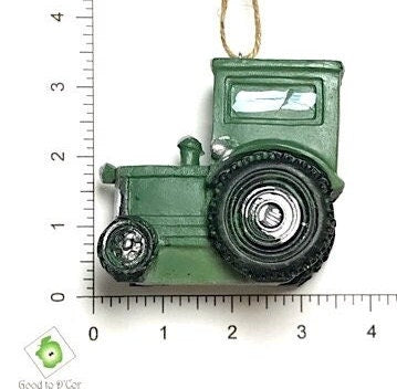 Vintage Style Green Farm Tractor with Cab Ornament