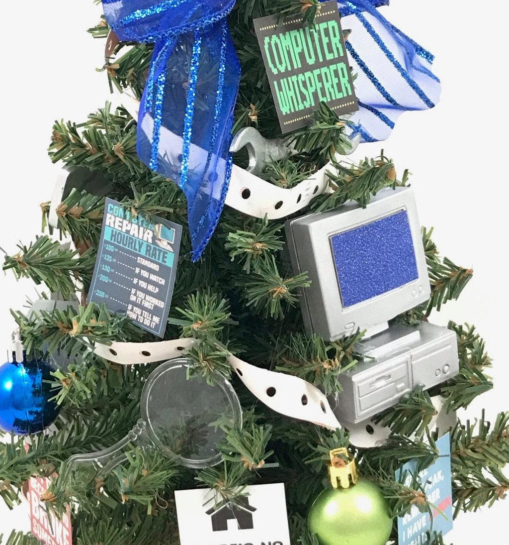 IT Support / Computer Tech Themed 18" Christmas Tree