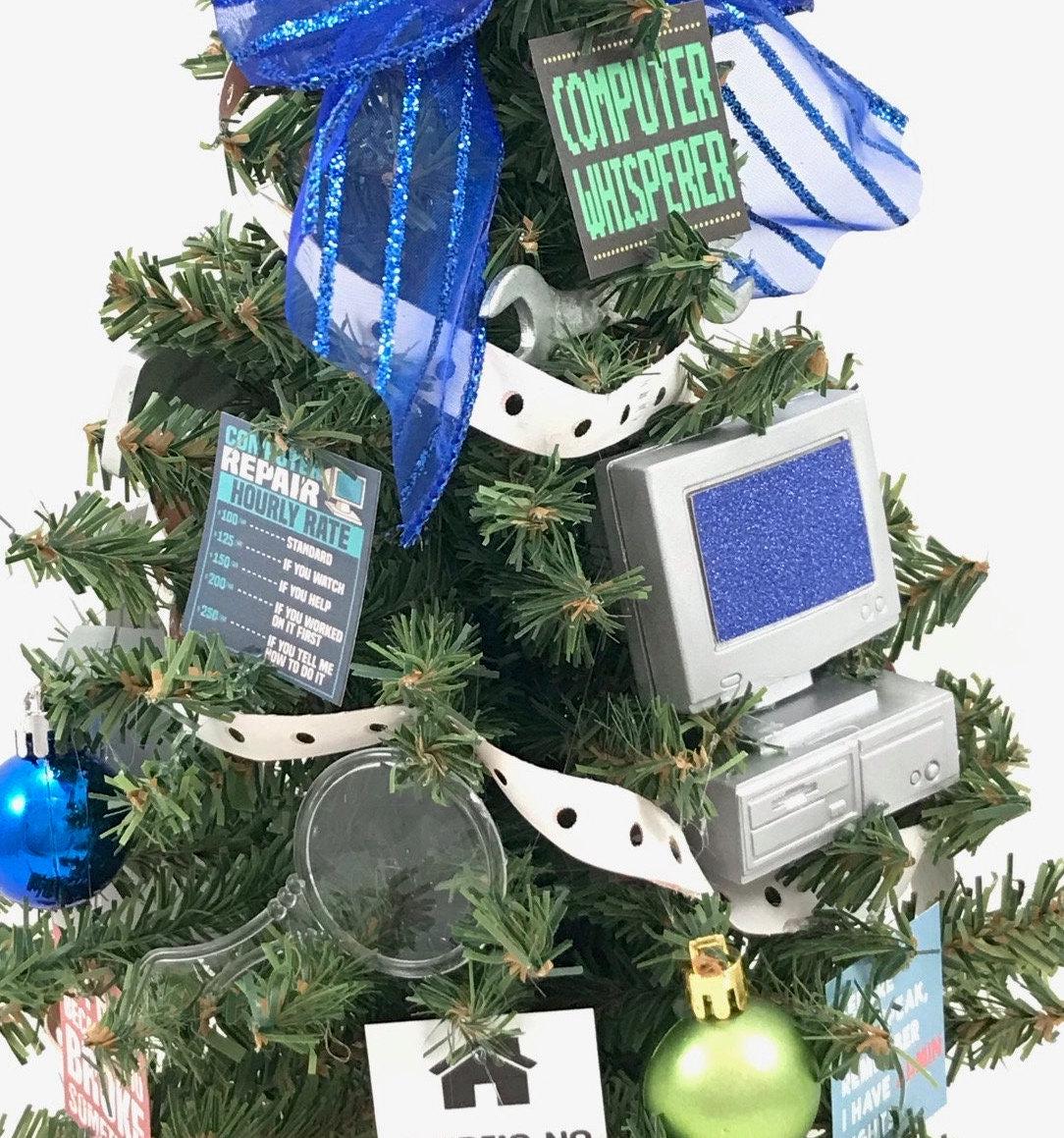 IT Support / Computer Tech Themed 18" Christmas Tree