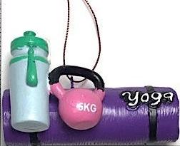Yoga Mat with Weight and Water Bottle Ornament