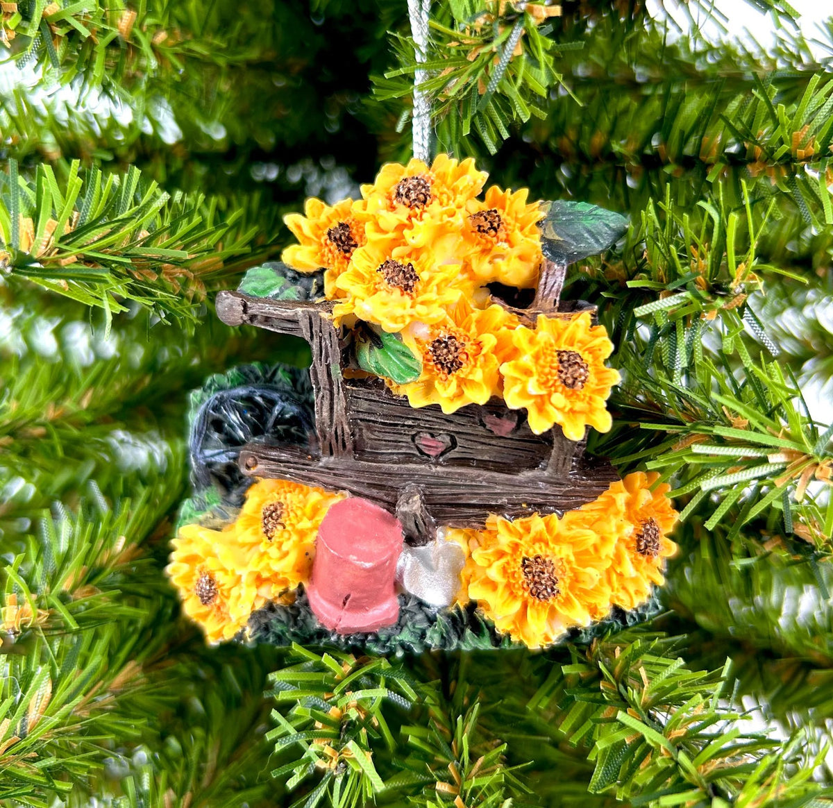 Gardener's Potting Bench / Wagon with Sunflowers Ornament (3 styles)