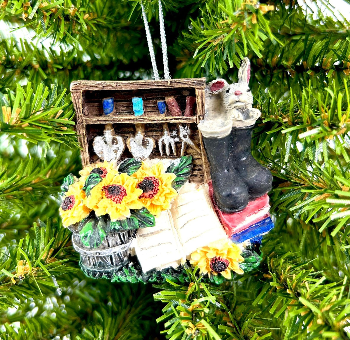 Gardener's Potting Bench / Wagon with Sunflowers Ornament (3 styles)