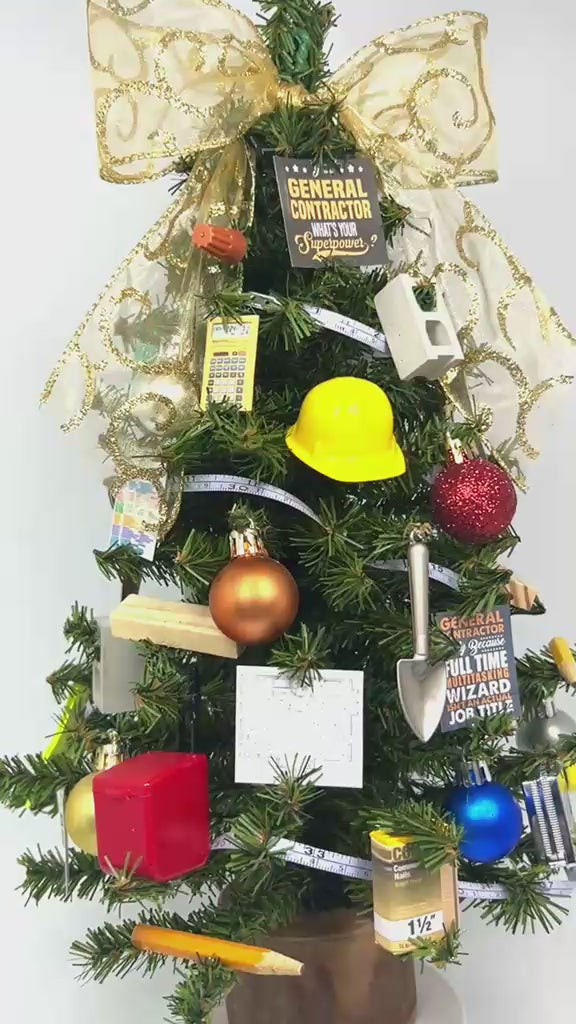 General Contractor / Construction Themed 18" Christmas Tree