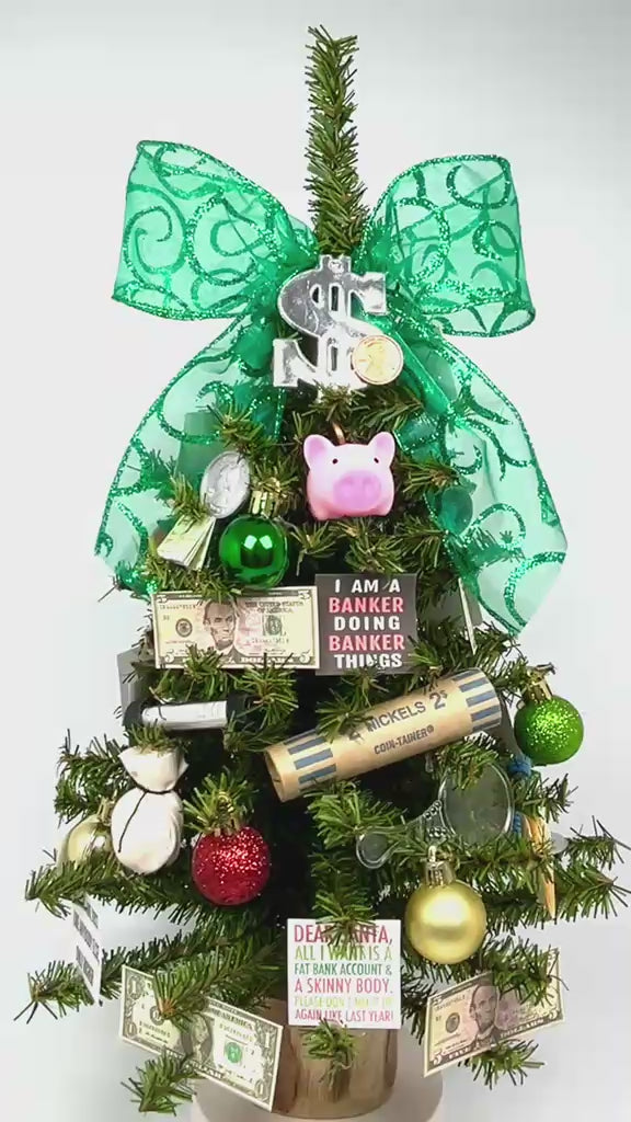 Bank / Banker Themed 18" Christmas Tree