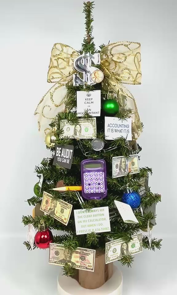 Accounting / Accountant Themed 18" Christmas Tree